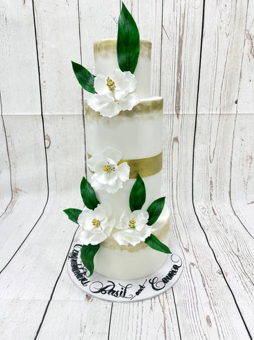 Green and Gold Wedding Cake