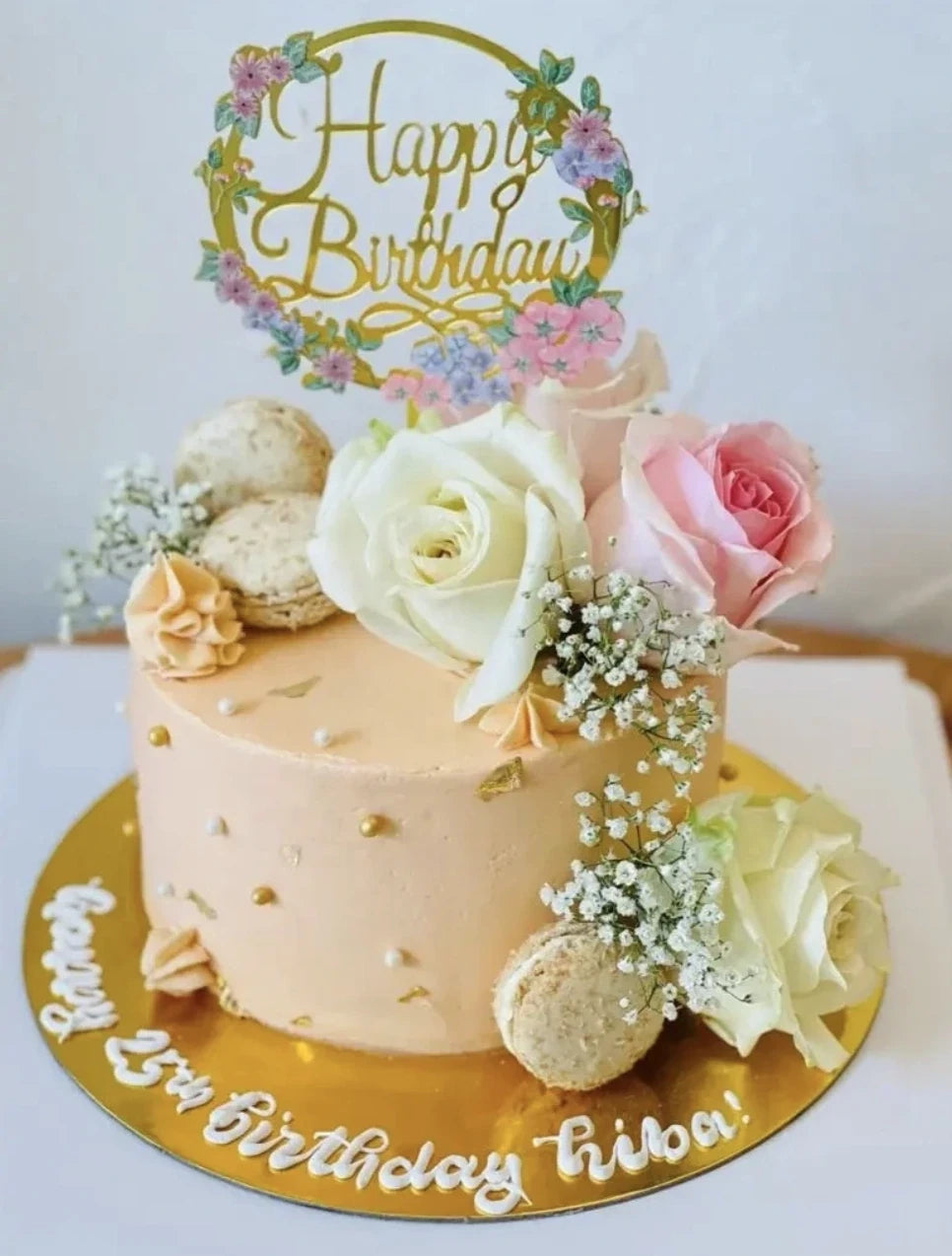 Peach Floral Theme Cake