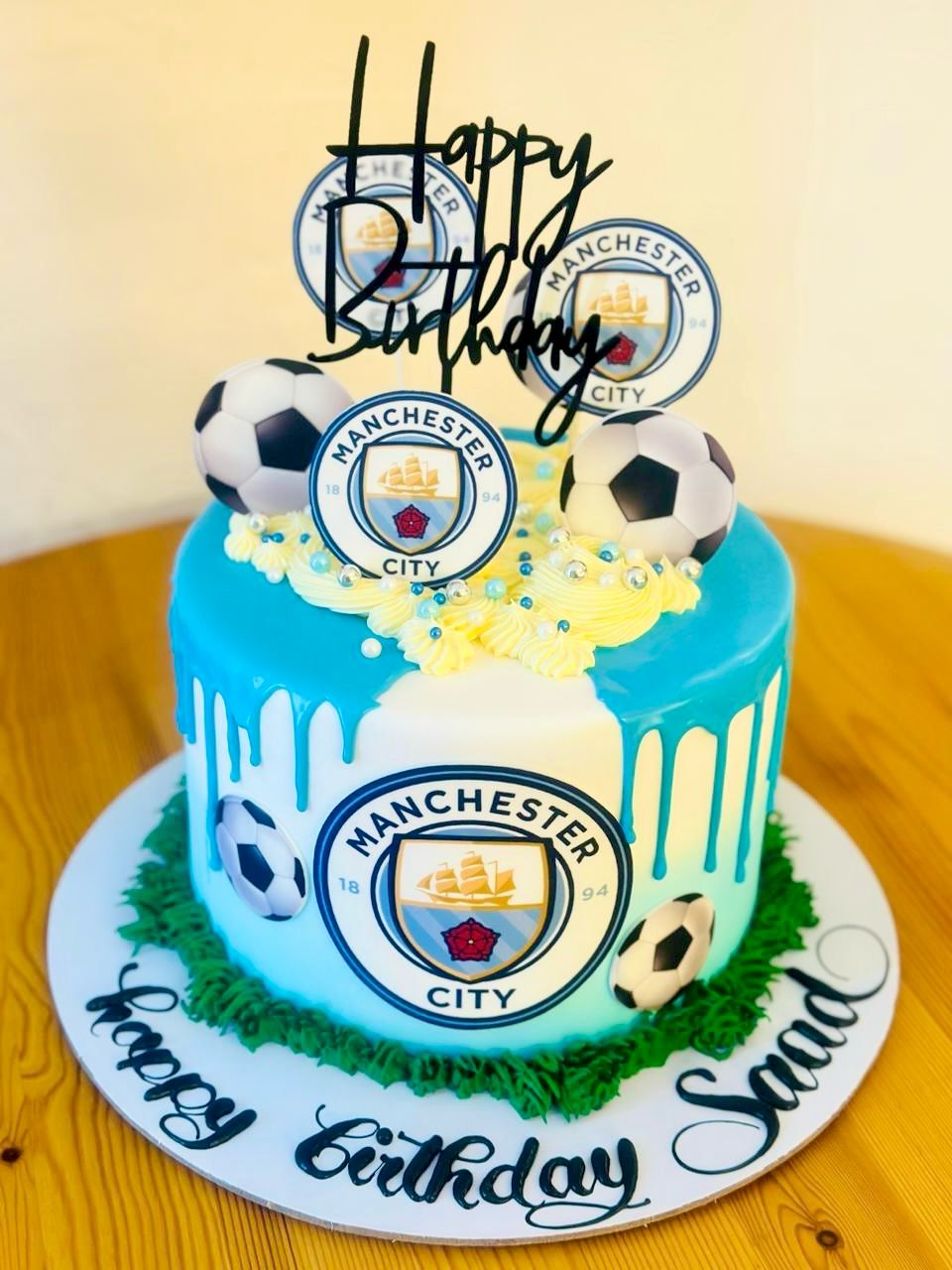 Manchester City Football Cake in Buttercream